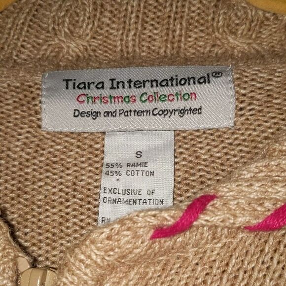 Tiara International snowman cardigan sweater Sz S - Picture 4 of 5